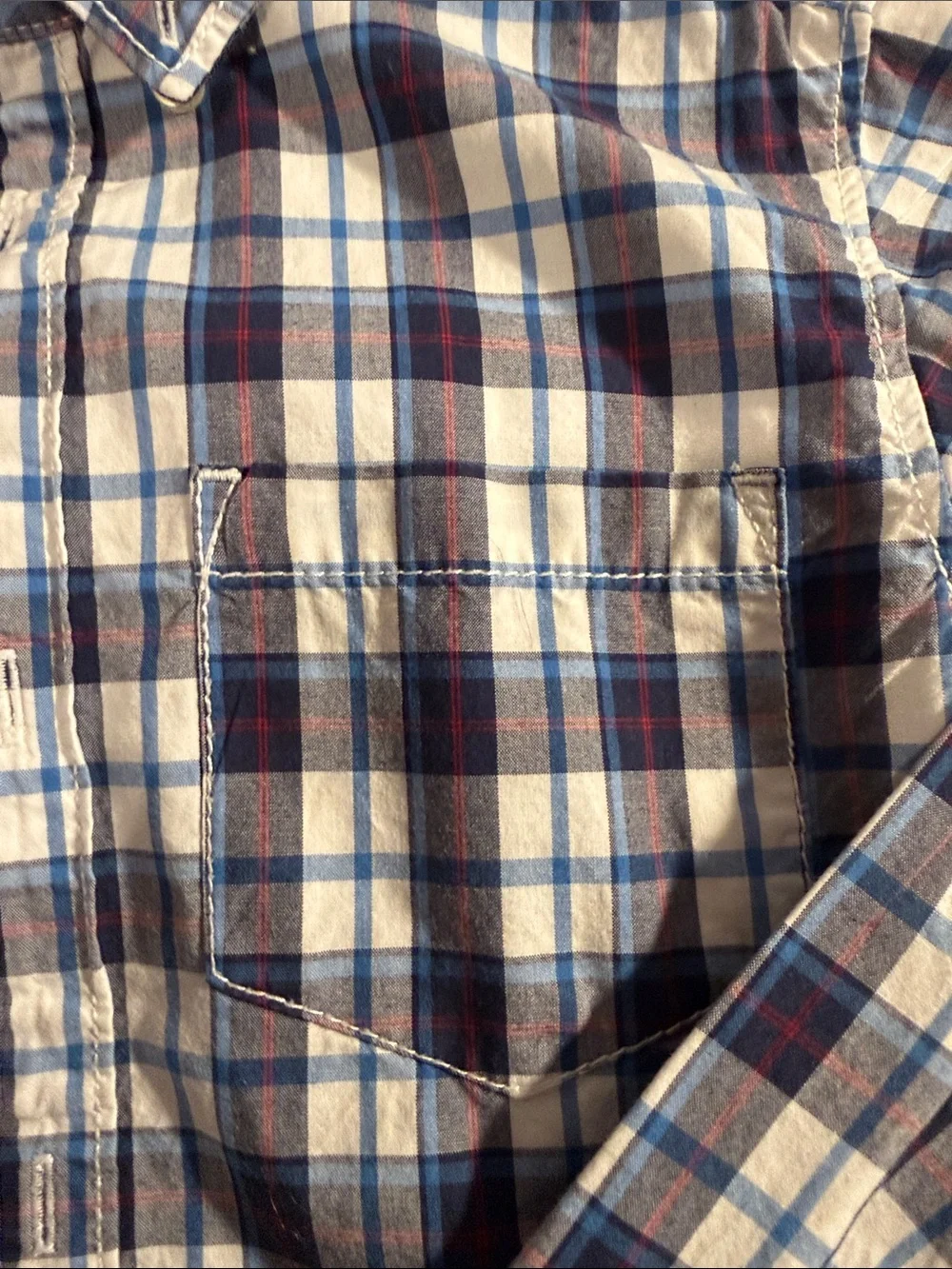 5/$15 Carters Navy and White Plaid Button-Down Shirt size 6